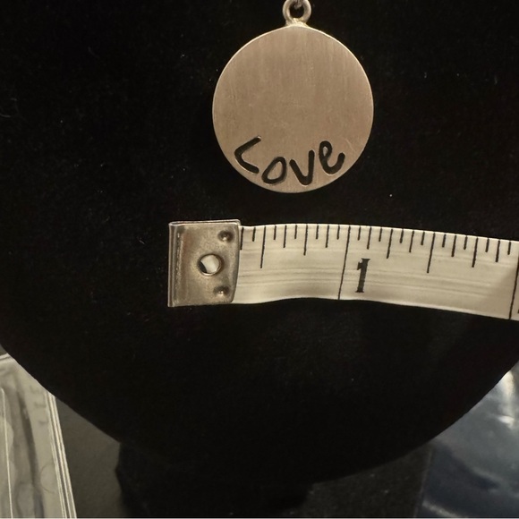 925 Sterling Mexico Silver Love Pendant on Vintage Silver Tone Necklace - Picture 8 of 11